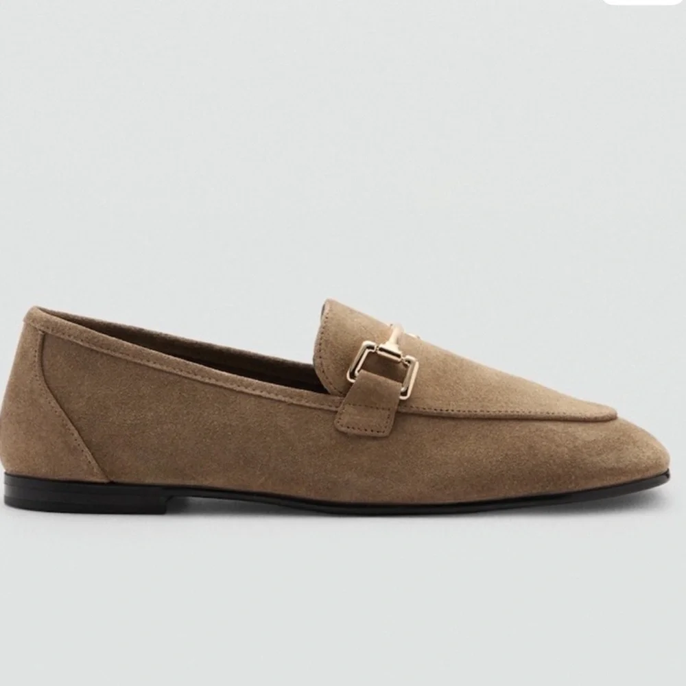 Mango MNG Tan Suede leather Loafers with Gold Accent; size 38 ( US 7.5); NWT - Picture 2 of 11